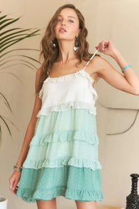 ADORA Swiss Dot Ruffled Tiered Mini Dress - Brittney MADE