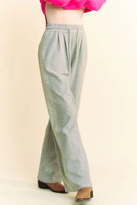 Davi & Dani Rhinestone Elastic Waist Wide Leg Pants - Brittney MADE