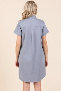 Mittoshop Button Detail Collared Neck Short Sleeve Shirt Dress - Brittney MADE