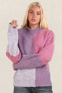 VERY J Color Block Mock Neck Drop Shoulder Sweater - Brittney MADE
