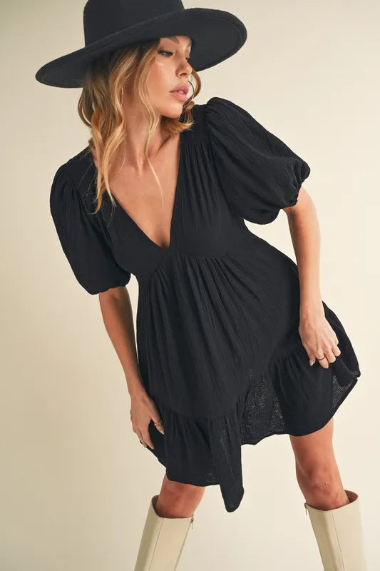 Aemi+Co Tied Back Ruffled Short Sleeve Mini Dress - Brittney MADE
