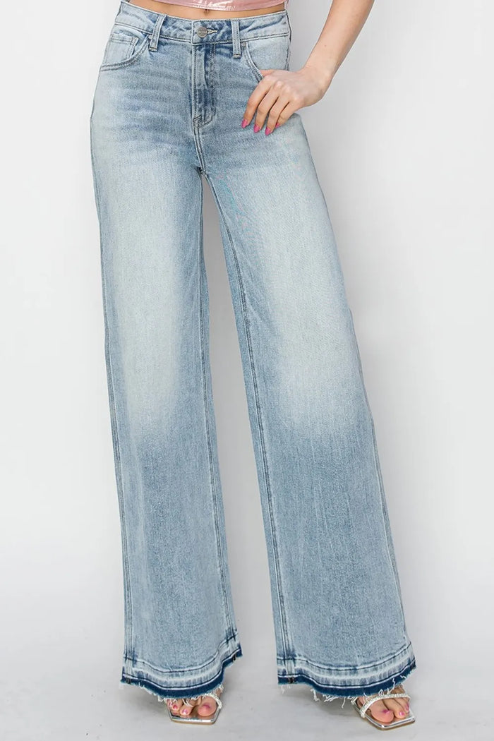 Risen Full Size High Rise Wide Leg Jeans - Brittney MADE