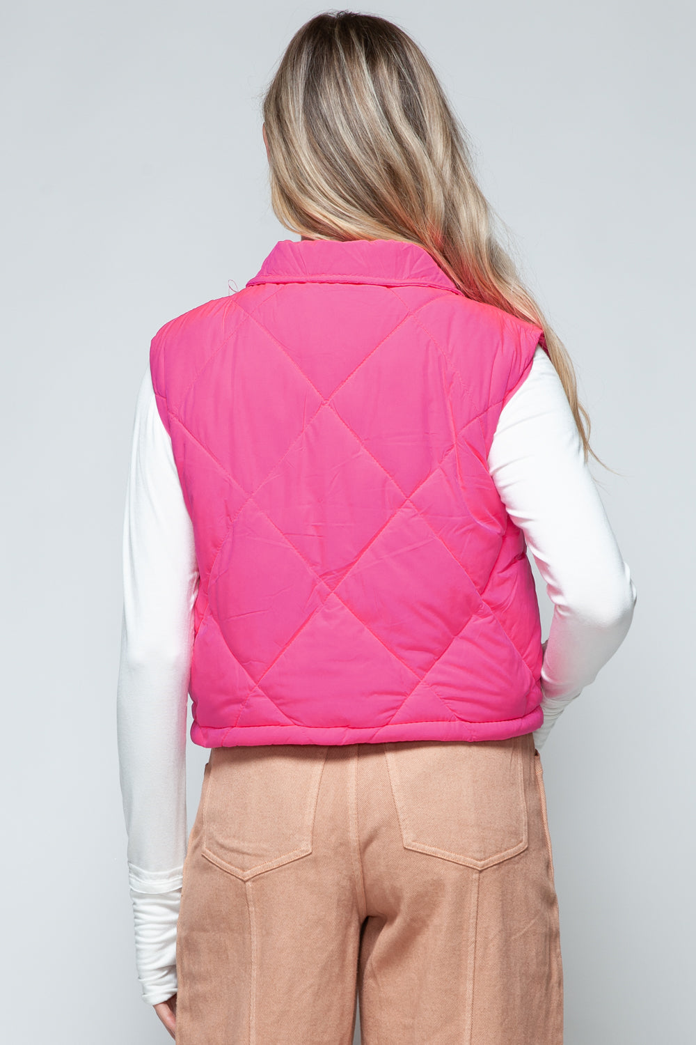 Snobbish Snap Down Quilted Crop Vest - Brittney MADE