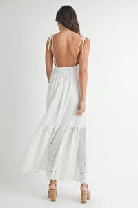 MABLE Eyelet Lace Maxi Dress with Side Strap Details - Brittney MADE