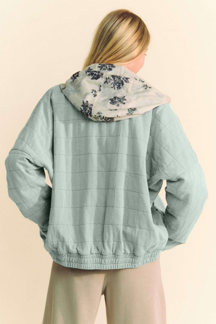 Davi & Dani Quilted Zip Up Dropped Shoulder Jacket - Brittney MADE