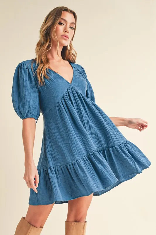 Aemi+Co Tied Back Ruffled Short Sleeve Mini Dress - Brittney MADE
