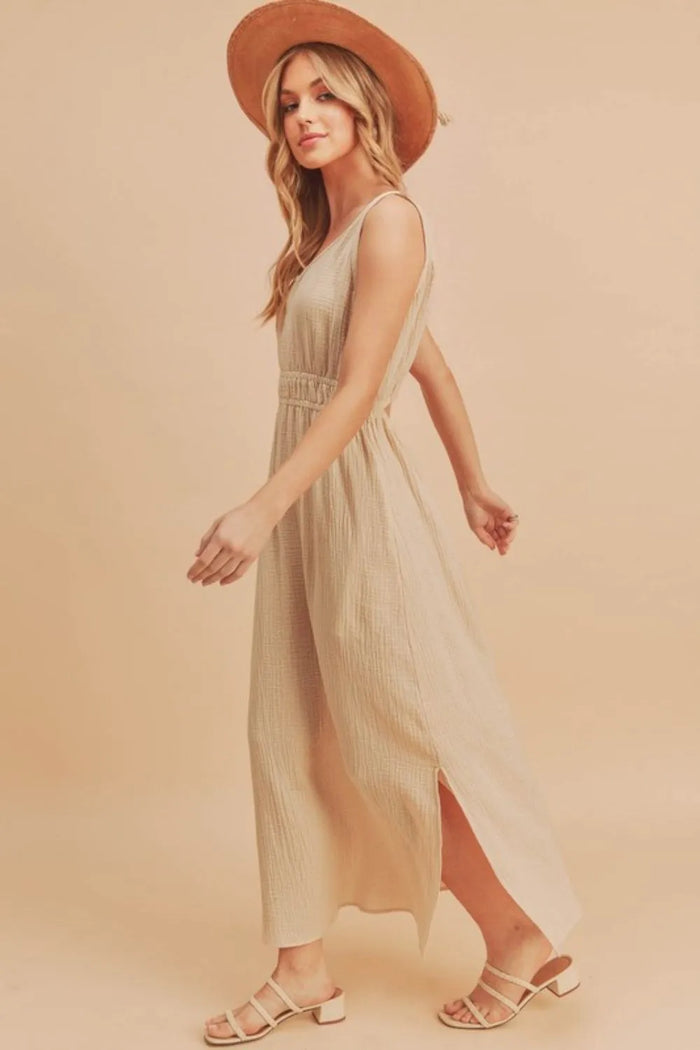 Aemi + Co Side Slit Round Neck Sleeveless Tank Dress - Brittney MADE