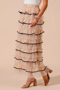 SO ME Layered Ruffled Tulle Maxi Skirt - Brittney MADE