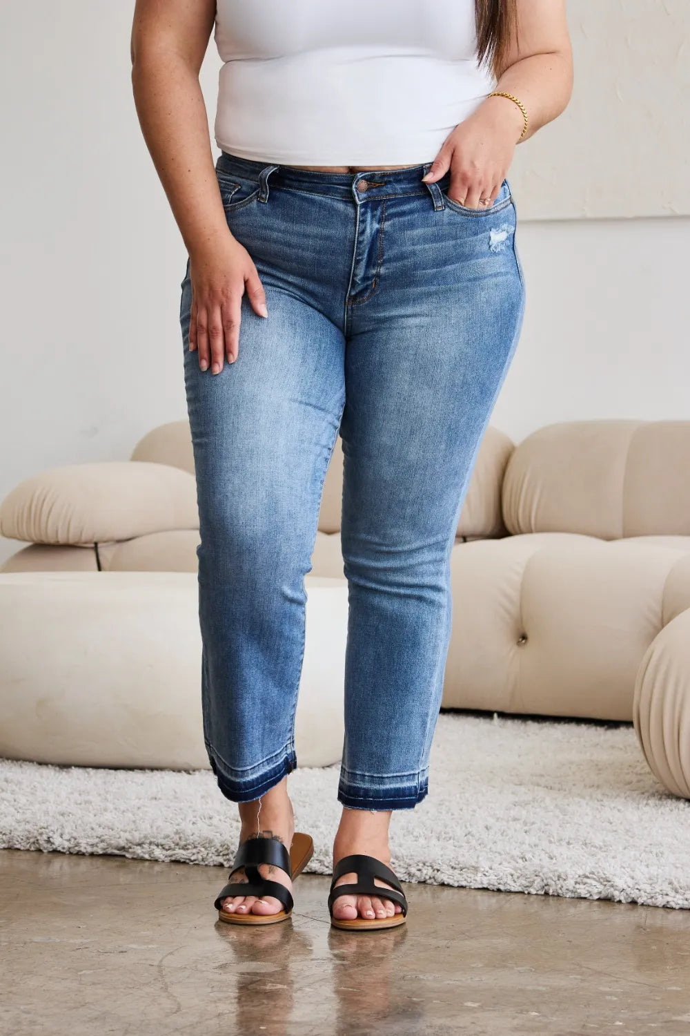 Judy Blue Full Size Release Hem Cropped Bootcut Jeans - Brittney MADE