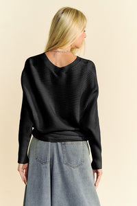Davi & Dani Round Neck Batwing Sleeve Sweater - Brittney MADE