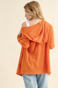 And The Why Full Size Thermal Hooded Open Front Cardigan with Pockets - Brittney MADE