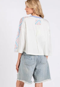 SAGE+FIG Patchwork Breeze Contrast Oversized T-Shirt - Brittney MADE