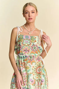 Davi & Dani Tropical Boho Printed Detail Cut Out Maxi Dress - Brittney MADE