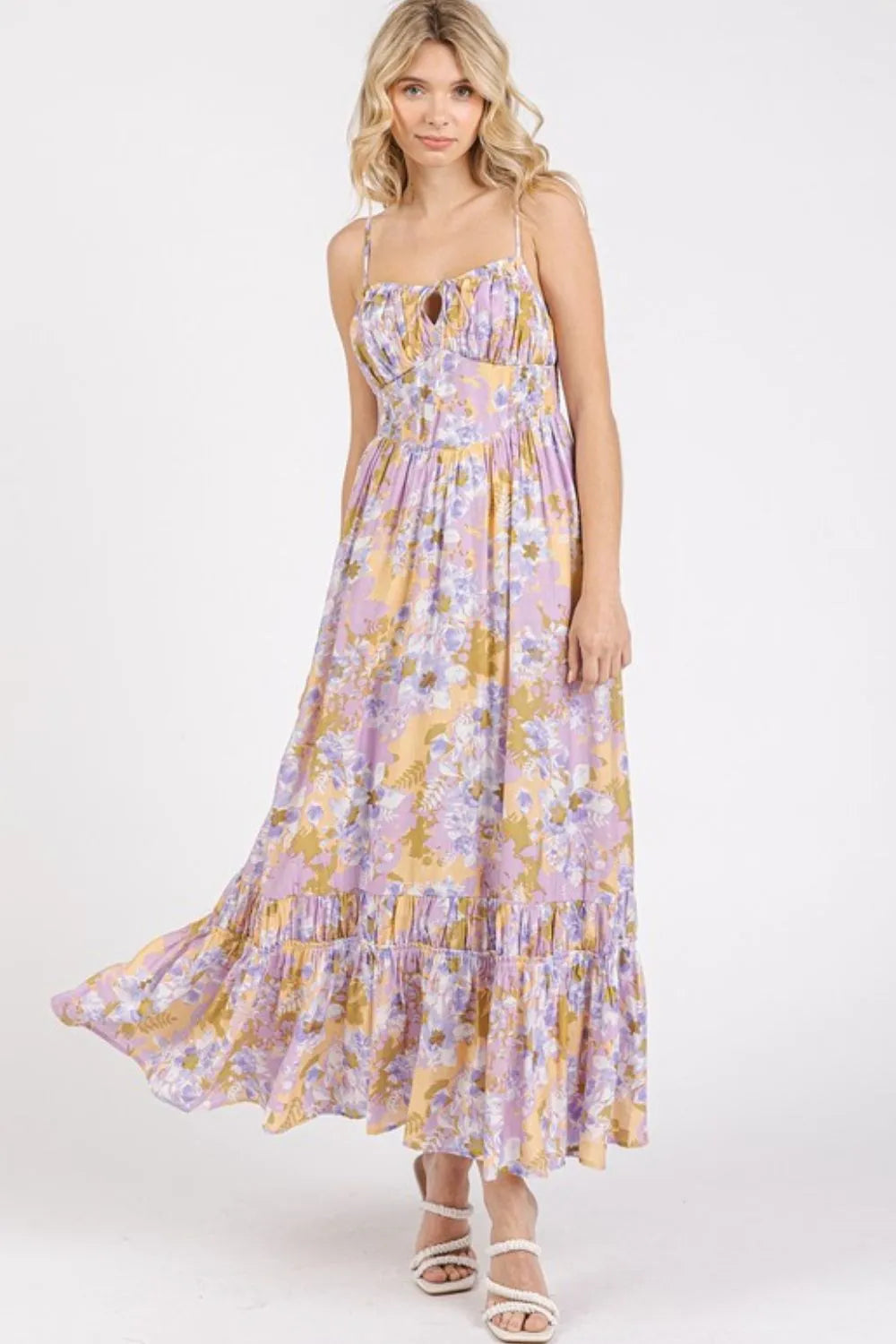 Mittoshop Floral Smocked Back Ruffled Hem Maxi Cami Dress - Brittney MADE
