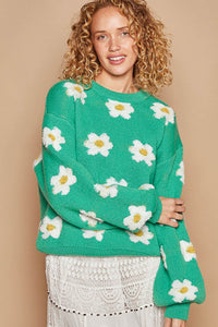 POL Daisy Pattern Drop Shoulder Sweater - Brittney MADE