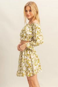 HYFVE Floral Off-Shoulder Flounce Sleeve Top and Skirt Set - Brittney MADE