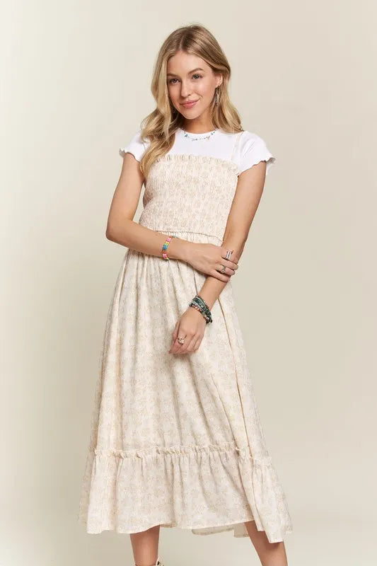 ADORA Smocked Floral Ruffled Hem Cami Dress - Brittney MADE