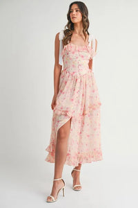MABLE Floral Printed Shoulder Strap Midi Dress - Brittney MADE