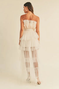 MABLE Tulle Tube Ruffle Crop Top and High Low Maxi Skirt Set - Brittney MADE