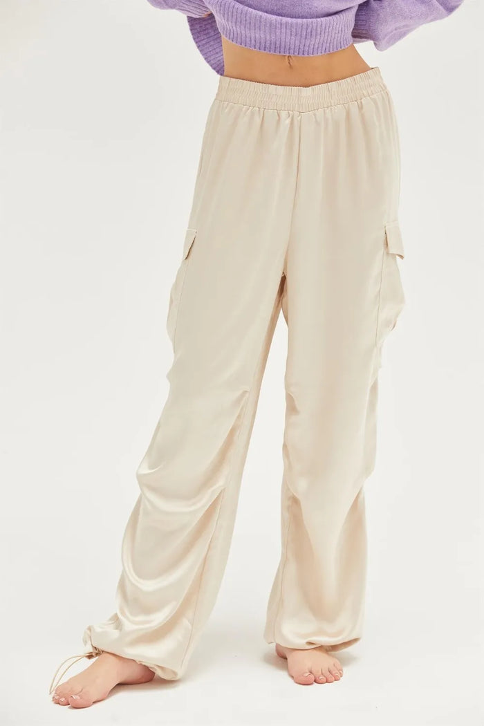 HYFVE Approach Satin Drawstring Hem Cargo Pants - Brittney MADE
