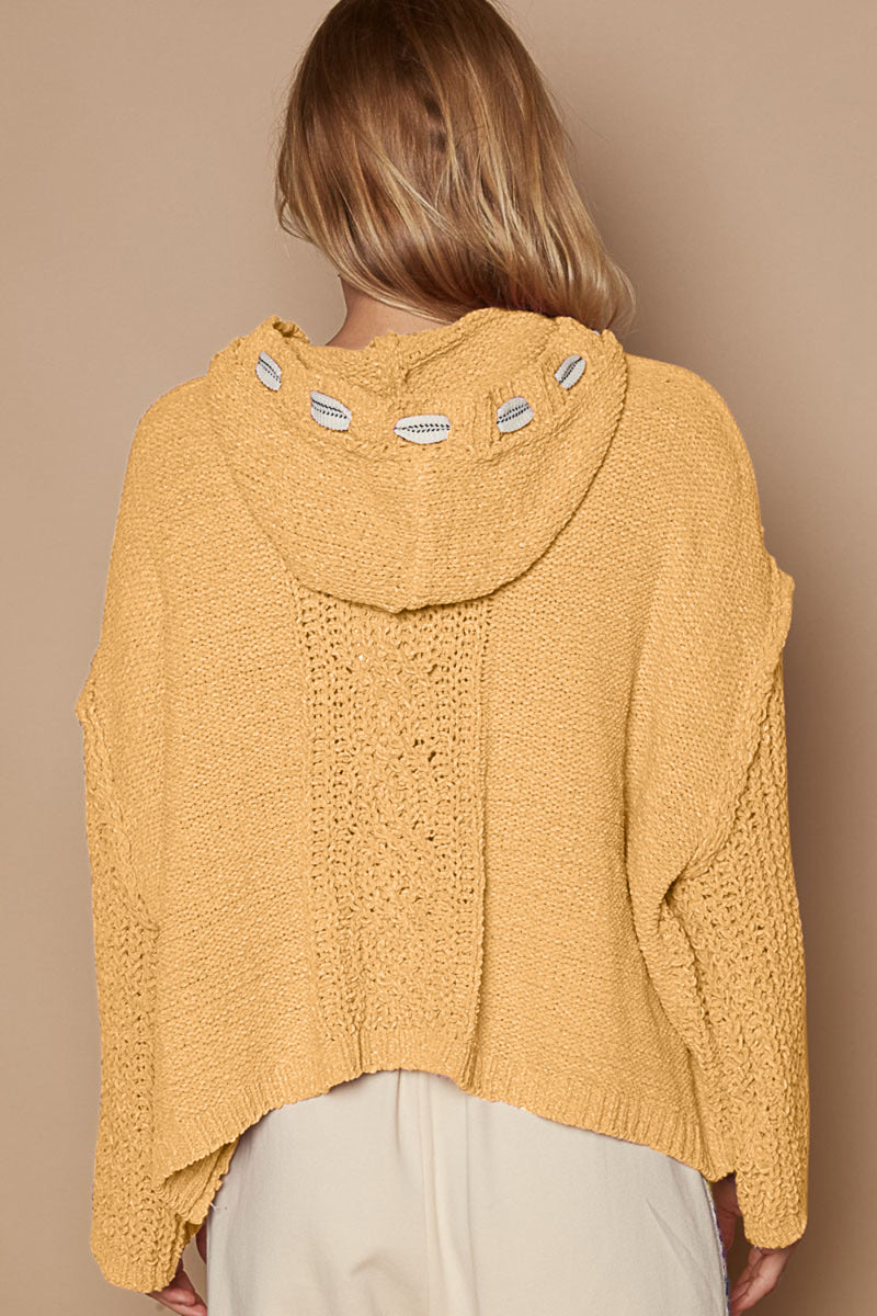 POL Cable Knit Hooded Chenille Sweater - Brittney MADE