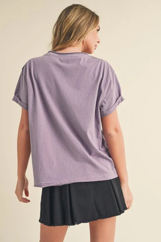 Aemi + Co Exposed Seam Round Neck Short Sleeve T-Shirt - Brittney MADE
