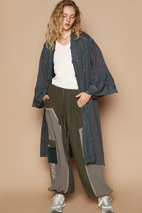 POL Flower Lace Trim Open Front Longline Cardigan - Brittney MADE
