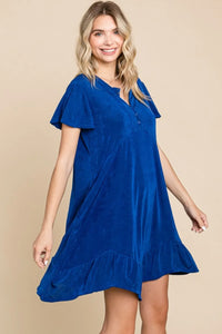 Culture Code Full Size Short Sleeve Ruffled Asymmetric Hem Dress - Brittney MADE