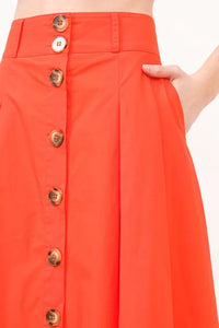 And The Why Button Front Pleated Midi Skirt - Brittney MADE