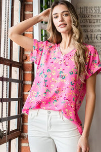Heimish Full Size Animal print V-Neck Short Sleeve T-Shirt Plus Size - Brittney MADE