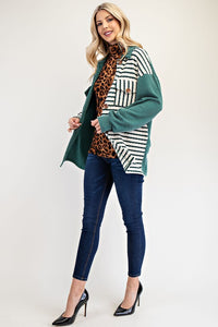 Celeste Full Size Striped Button Up Dropped Shoulder Shacket - Brittney MADE