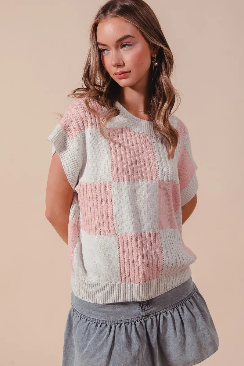 SO ME Check Plaid Casual Sweater Top - Brittney MADE