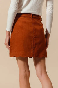 SO ME Scallop Buttoned Front Corduroy Mini Skirt - Brittney MADE