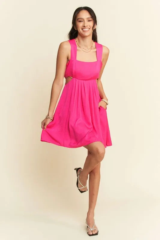 Davi & Dani Washed Satin Cutout Skirt Bandeau Mini Dress - Brittney MADE