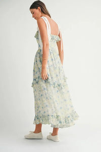 MABLE Floral Printed Shoulder Strap Midi Dress - Brittney MADE