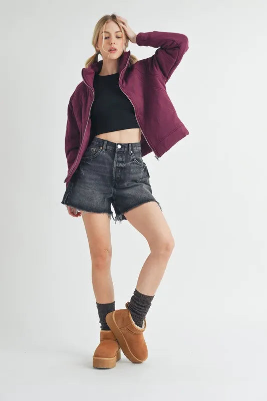 Aemi+Co Zip Up Raglan Sleeve Quilted Jacket - Brittney MADE
