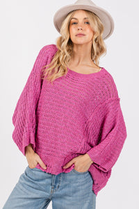 SAGE + FIG Distressed Asymmetrical Open Stitch Sweater - Brittney MADE