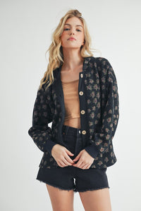 Aemi + Co Floral Button Up Hooded Jacket - Brittney MADE