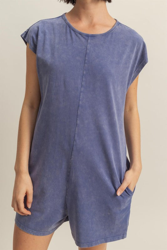 HYFVE Round Neck Cap Sleeve Relaxed Fit Breezy Romper - Brittney MADE