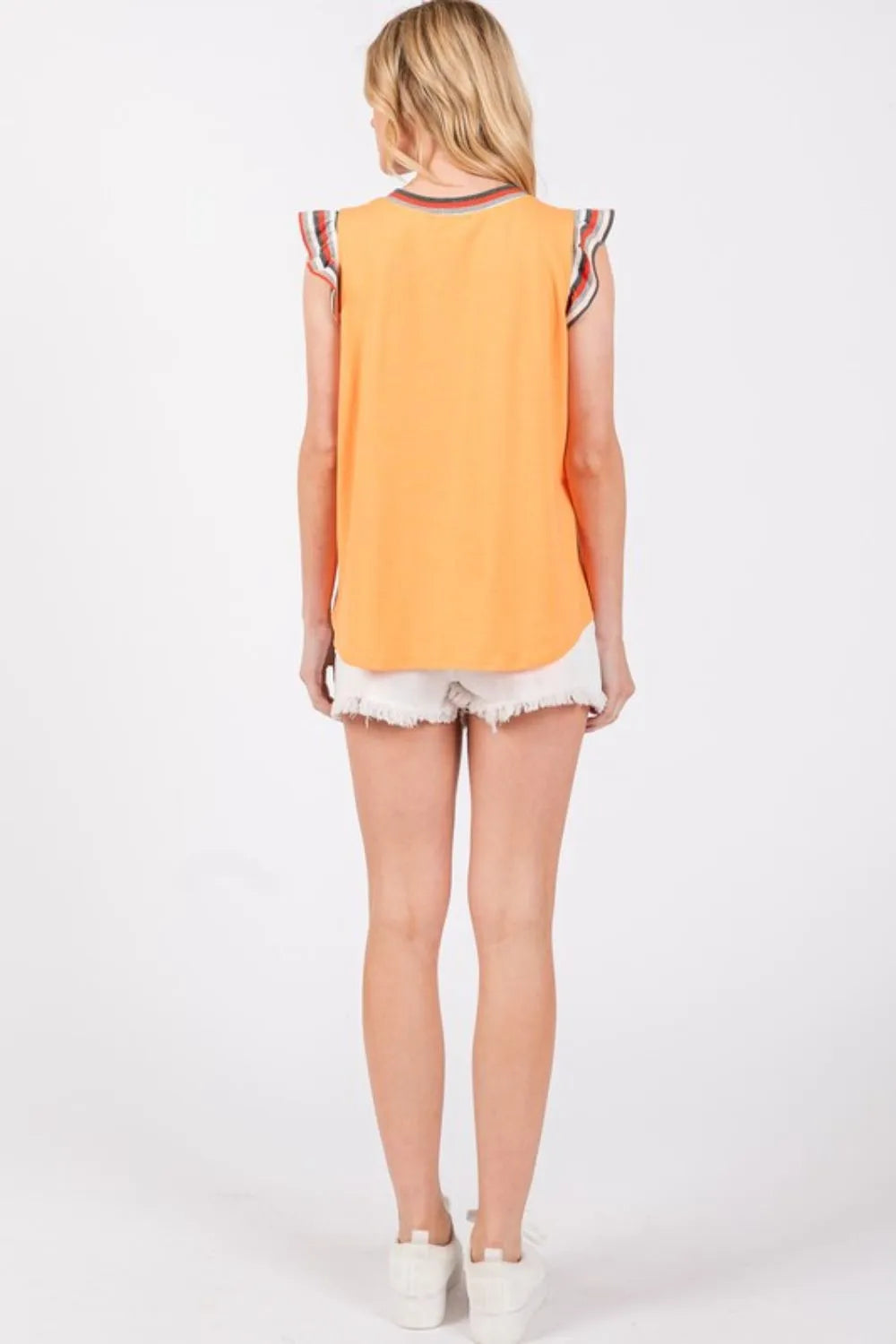 Ces Femme Contrast Striped Sleeveless Round Neck Top - Brittney MADE