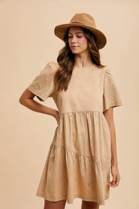 Annie Wear Mineral Washed Round Neck Short Sleeve Denim Dress - Brittney MADE