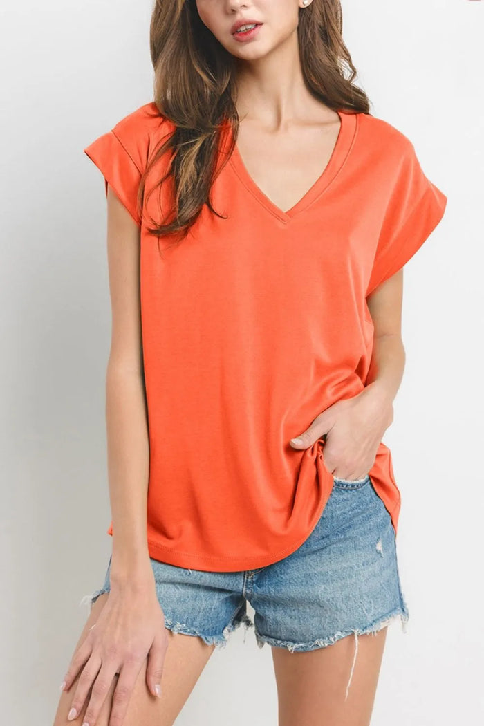 Ces Femme Modal V-Neck Cap Sleeve T-Shirt - Brittney MADE