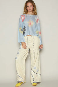 POL Flower Dropped Shoulder Long Sleeve Knit Top - Brittney MADE