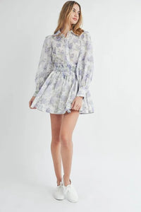 MABLE Floral Print Button Down Blouse and Mini Skirt Set - Brittney MADE