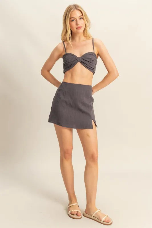 HYFVE Ruched Bra Top and Mini Skirt Set - Brittney MADE