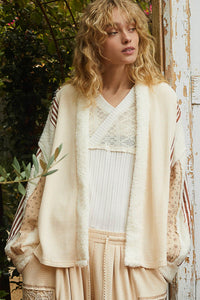 POL Open Front Waffle Knit Fleece Mix Cardigan - Brittney MADE