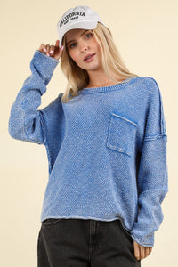 VERY J Mineral Washed Exposed Seam Sweater - Brittney MADE