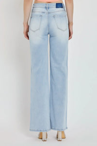 RISEN Full Size Wide Leg V Dipped Front Waist Jeans - Brittney MADE