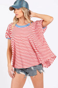 Ces Femme Striped Round Neck Short Sleeve T-Shirt - Brittney MADE