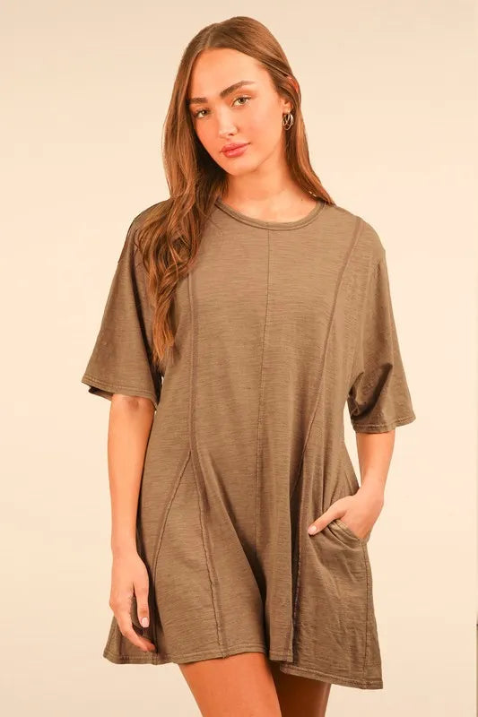VERY J Mineral Washed Oversized Knit Comfy Romper - Brittney MADE